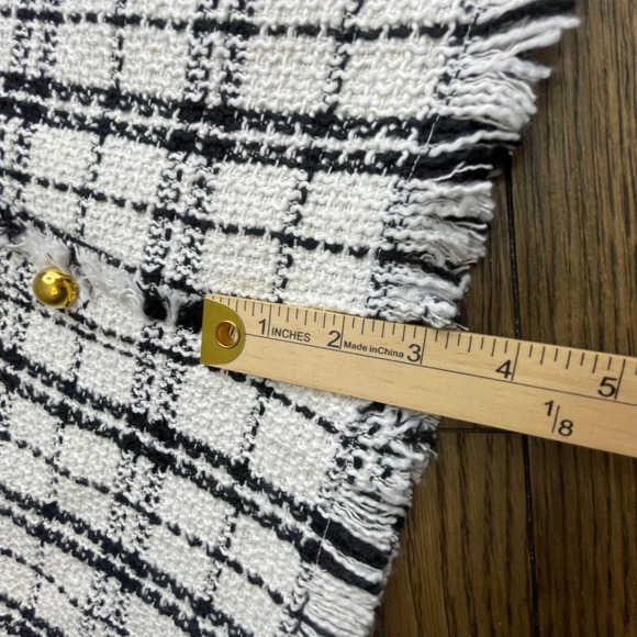 Tweed Mini Skirt Plaid Black White XL NWT Kate Kasin - Picture 4 of 9